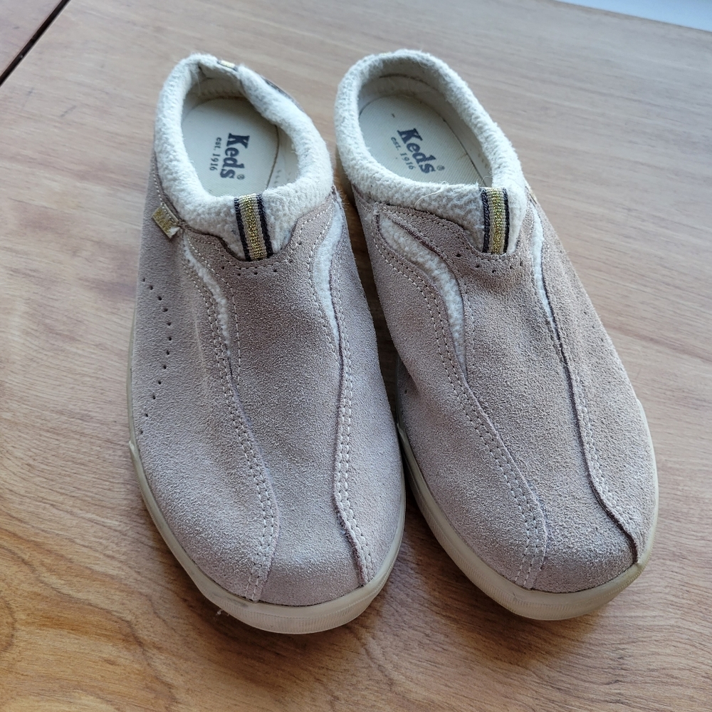 Keds Khaki Slip On Mules Arch Support Shoes Slippers Women's Size 7.5